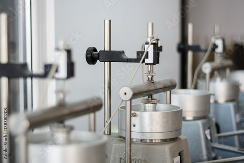 Oedometer cells for civil engineering soil testing in geotechnic laboratory