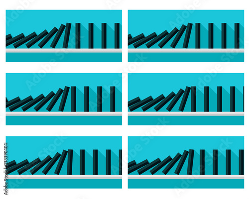 Falling black dominoes animation sprite with blue background