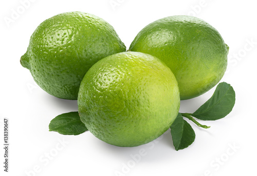 Lime. Fresh fruit with leaf
