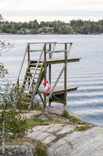 Hopptonr vid en klippbad ute på Värmdö photo