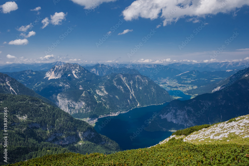 Top view of the mountains in Austria, Hallstatt
