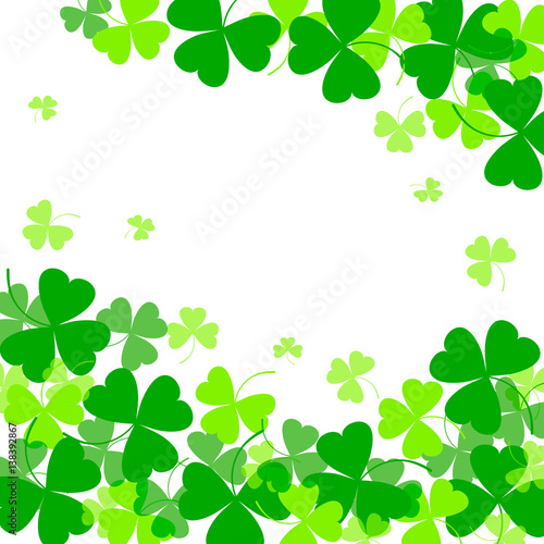 Vector illustration of clover leaves on white. St Patrick s Day background