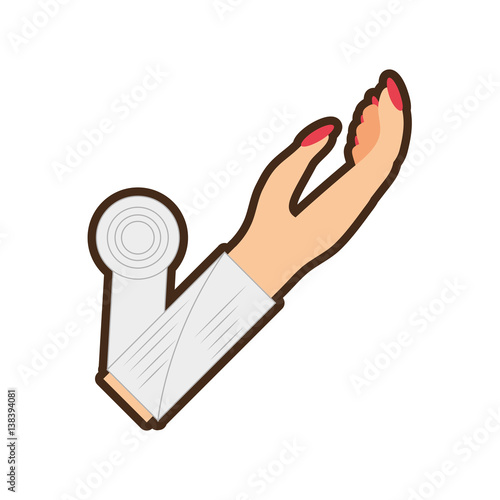 hand woman bandage first aid health vector illustration eps 10