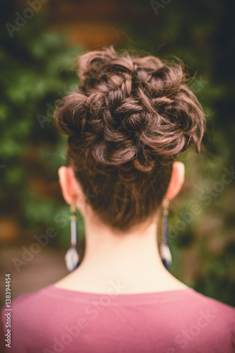 the back of girl with beautiful hairstyle