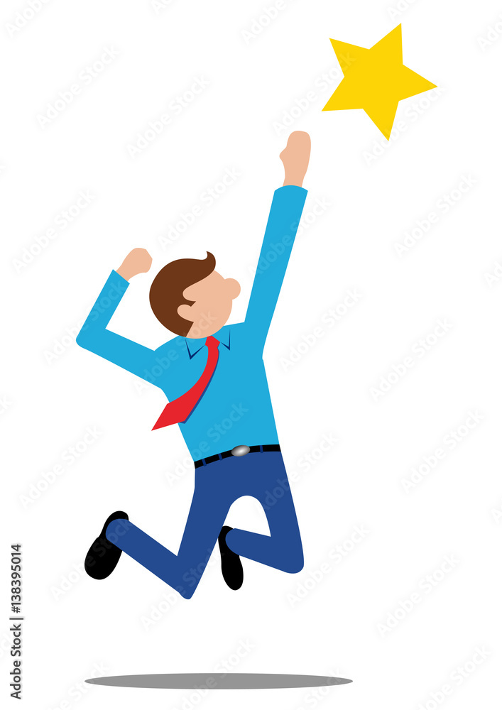 Simple business cartoon vector grab the star Simple business cartoon vector grab the star