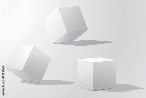 Set of white cubes in different projections