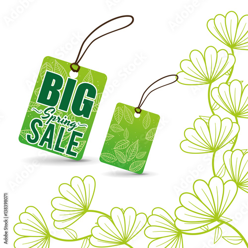 big spring sale tag price flowers vector illustration eps 10
