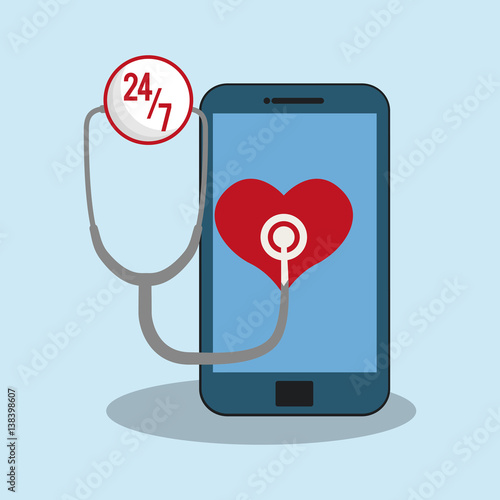 smartphone service medical 24-7 vector illustration eps 10