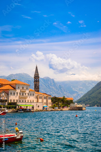 beautiful mediterranean landscape. Mountains near town Perast, Kotor bay (Boka Kotorska), Montenegro.