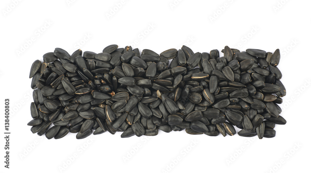 Line of sunflower seeds isolated Line of sunflower seeds isolated