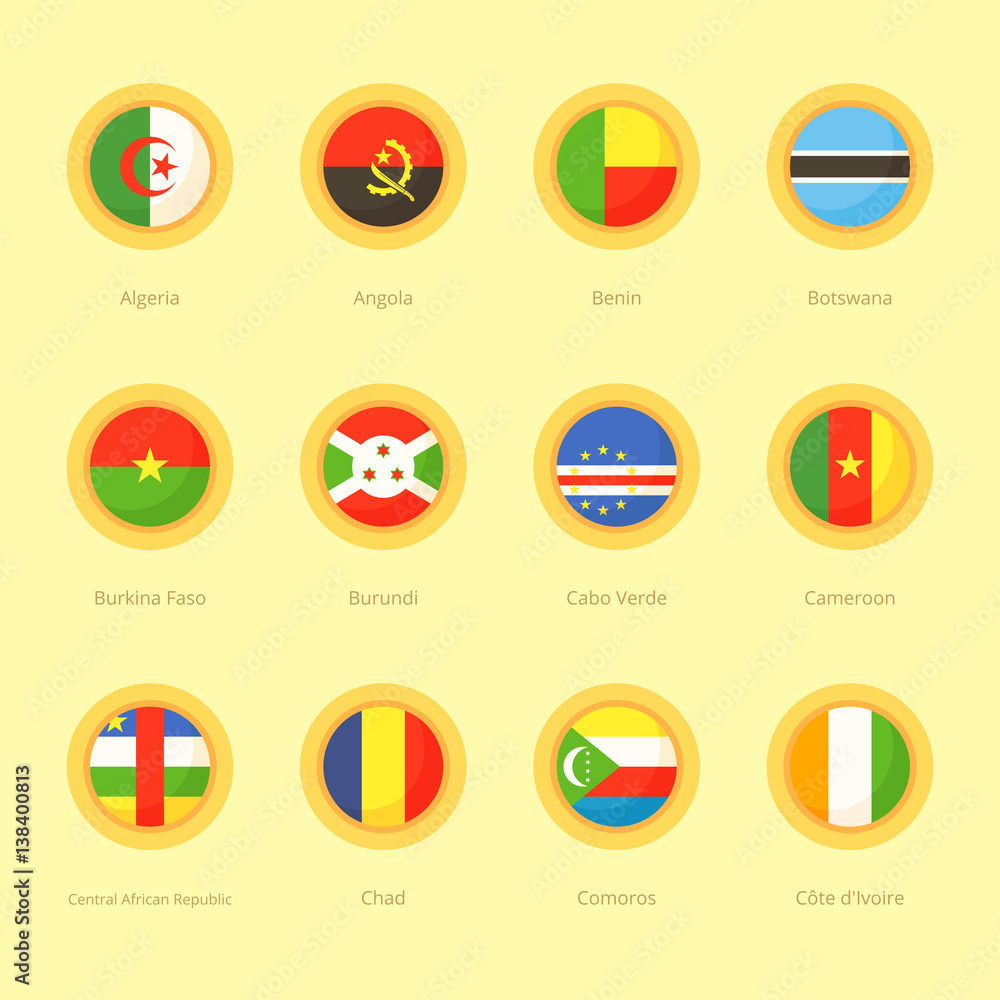 African Circular Flags (Algeria, Cabo Verde, Comoros) African Circular Flags (Algeria, Cabo Verde, Comoros)