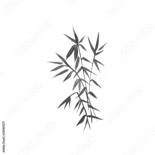 Bamboo japanese grey plant isolated vector illustration