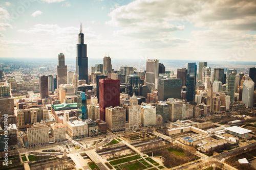 Aerial view of Chicago, Illinois photo