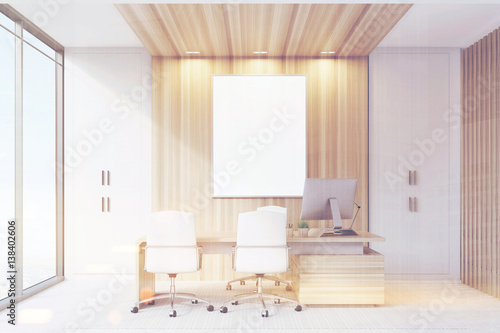 Elegant CEO room interior, poster, toned