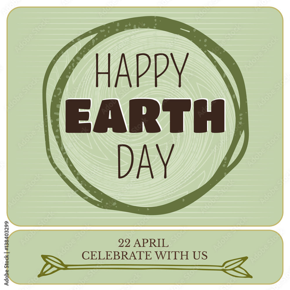 Happy earth day greeting card.