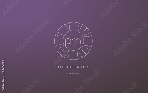 pm p l monogram floral line art flower letter company logo icon design