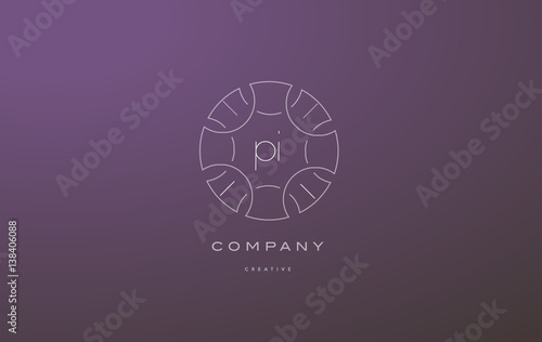 pi p i monogram floral line art flower letter company logo icon design
