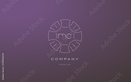 mc m c monogram floral line art flower letter company logo icon design