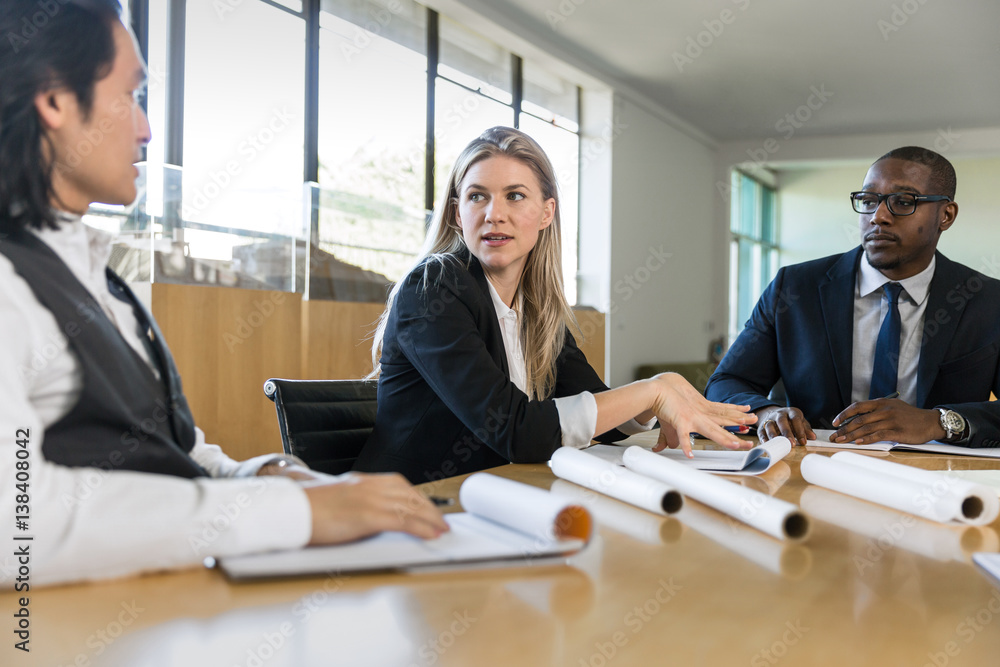 Diverse group business team with at a business meeting in discussion Diverse group business team with at a business meeting in discussion