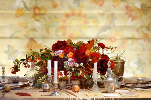 Table set for wedding reception