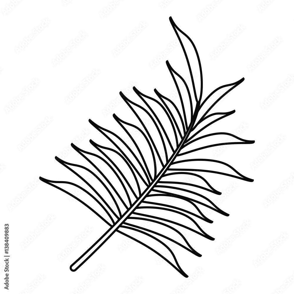leave palm tropical flora thin line vector illustration eps 10