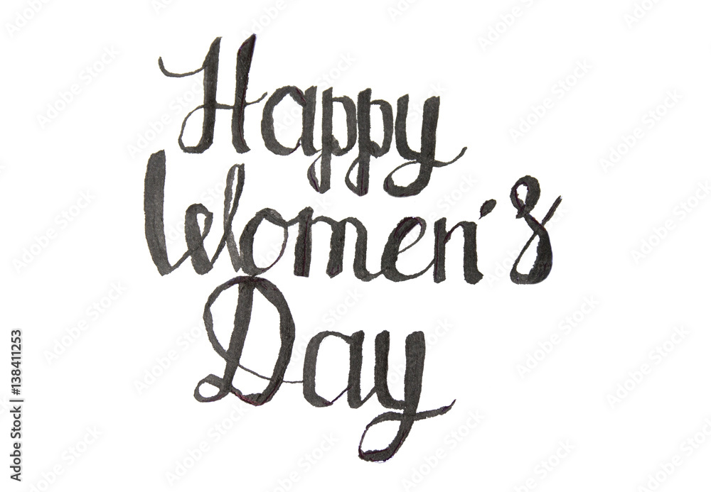 Happy womens day calligraphy note on a paper