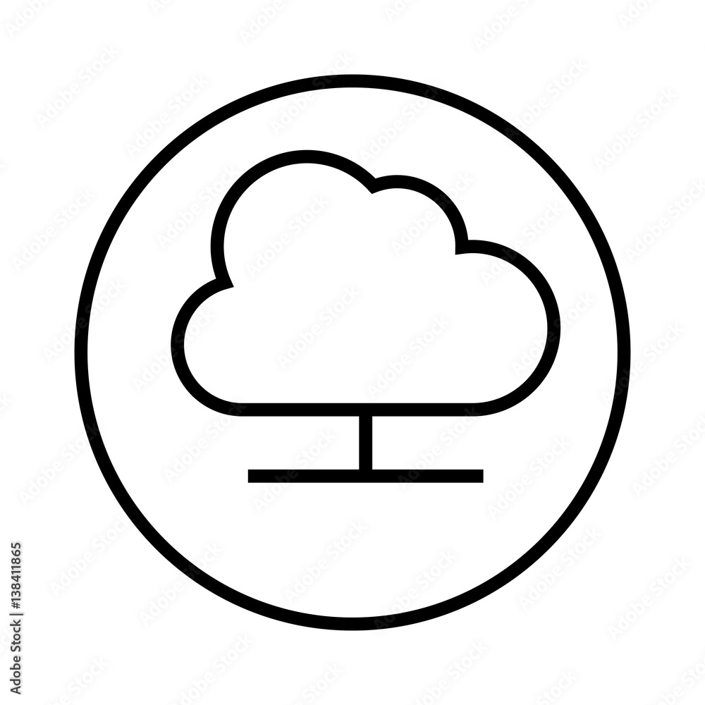 monochrome contour with circular frame with cloud storage service icon vector illustration monochrome contour with circular frame with cloud storage service icon vector illustration