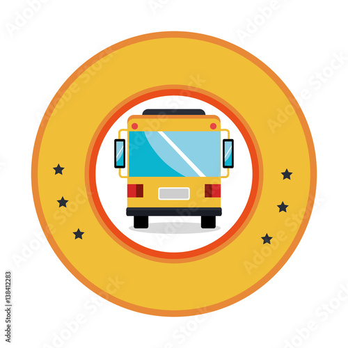 color circular frame with bus front view vector illustration