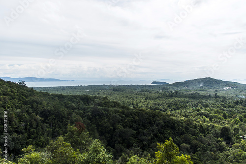 View coastline tropical rain forest Domesila viewpoint Koh Phangan Thailand