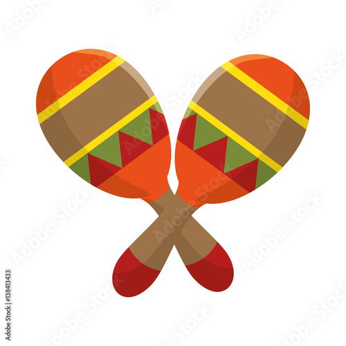 colorful pair mexican maraca instrument icon design vector illustration