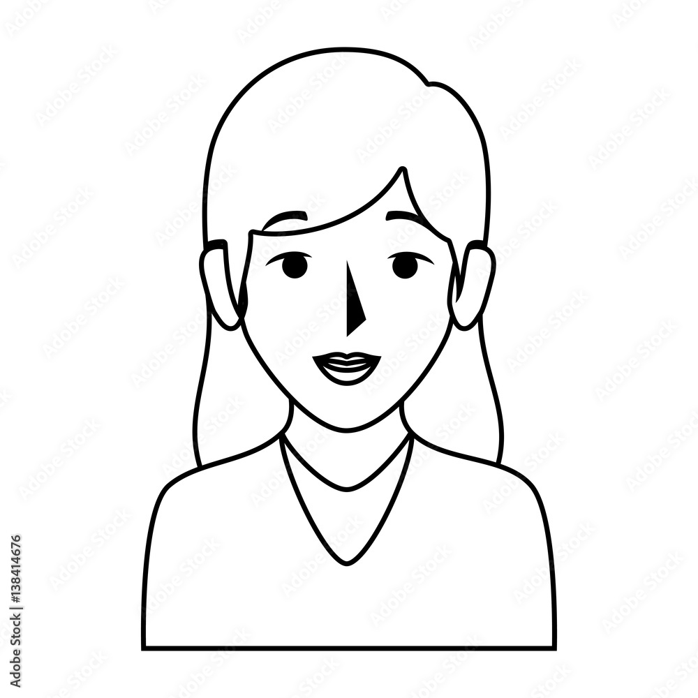 silhouette half body woman with long hair vector illustration silhouette half body woman with long hair vector illustration