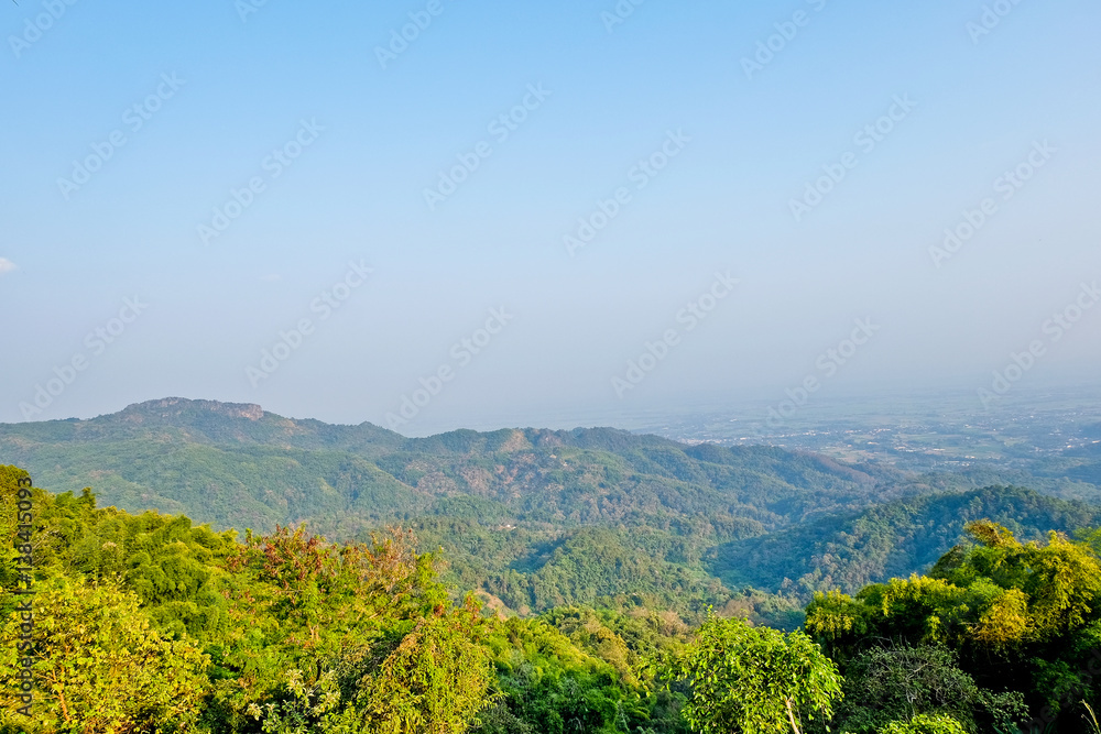 landscaped view blue sky and mountain from north in Thailand