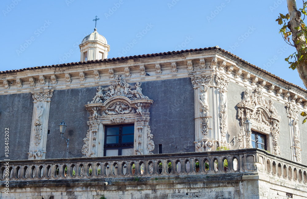 View of the baroque palace Biscari, Catania