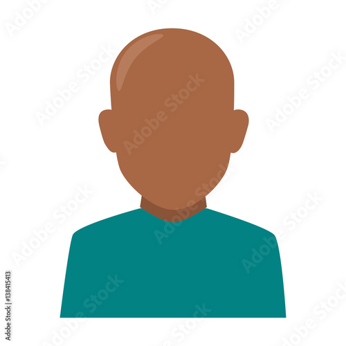 colorful silhouette faceless half body brunette bald man vector illustration