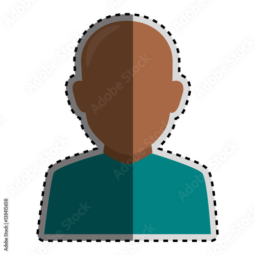 sticker colorful silhouette faceless half body brunette bald man vector illustration
