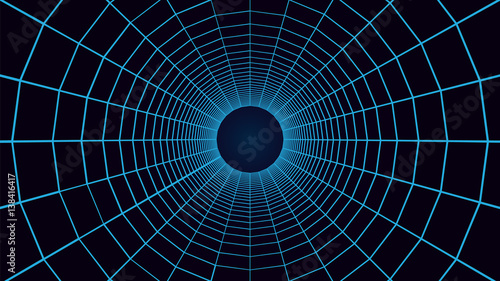 Grid tunnel, mesh 3d abstract background