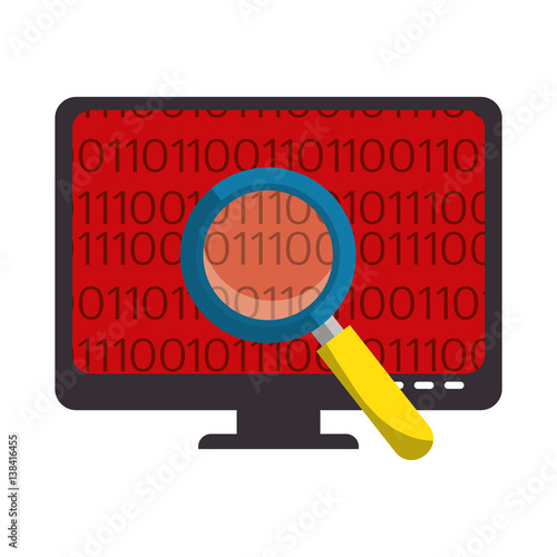 color silhouette of lcd monitor and virus scanning vector illustration