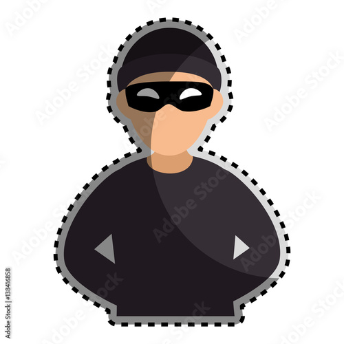 sticker color silhouette with criminal hacker vector illustration