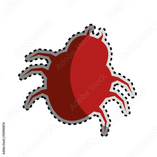 sticker monochrome silhouette with beetle virus vector illustration