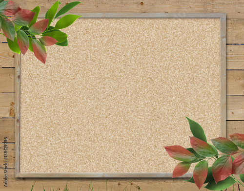 コルクボード　新緑　フレーム　木製