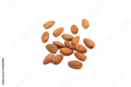 Almonds isolated on white background.