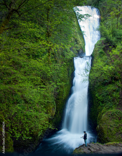 Fishing at Bridal Veil Falls, Oregon