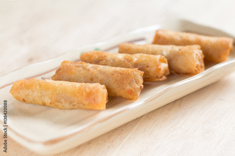 Deep fried spring rolls with pork stuffed Deep fried spring rolls with pork stuffed