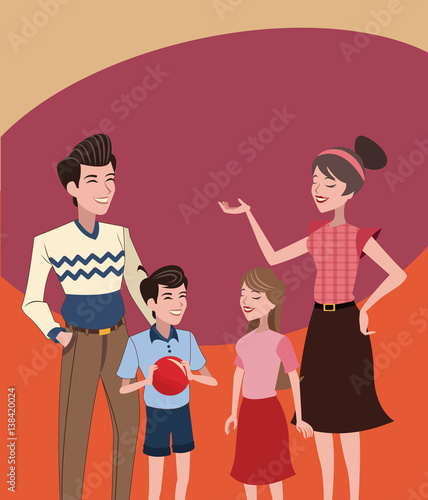  family vintage background vector illustration eps 10