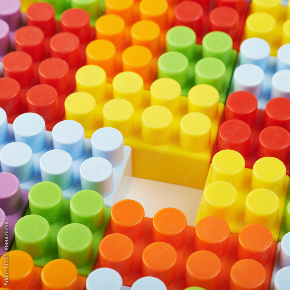 Surface covered with toy bricks Surface covered with toy bricks