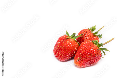 Red berry strawberry isolated on white background. Copy space