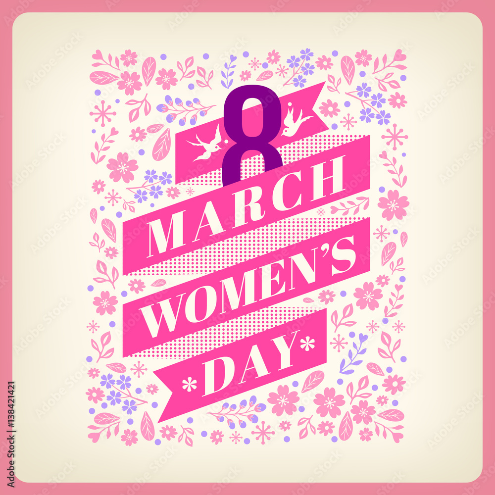 Fototapeta premium Women's day greeting with floral background