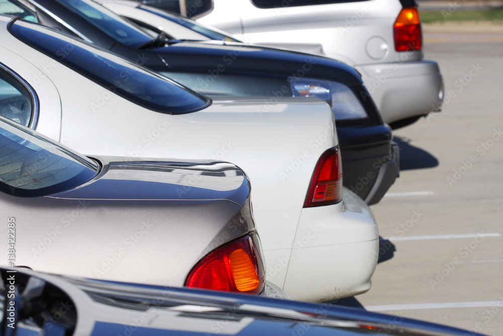 Fototapeta premium closeup on cars in the parking lot in a row