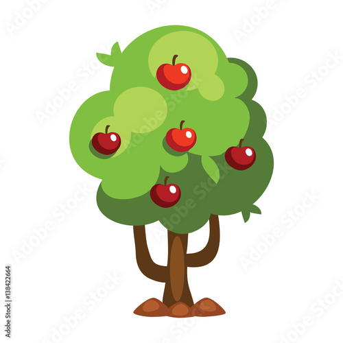 Cartoon apple tree vector illustration