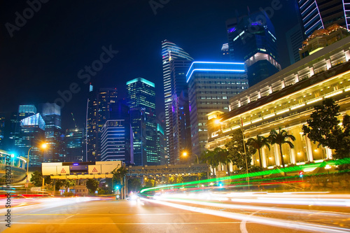 Photography Singapore traffic road at night